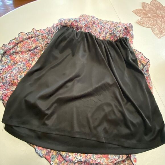 NOBO Pull On Asymmetrical Skirt Navy Blue Pink Ditsy Floral Ruffle - Picture 10 of 12